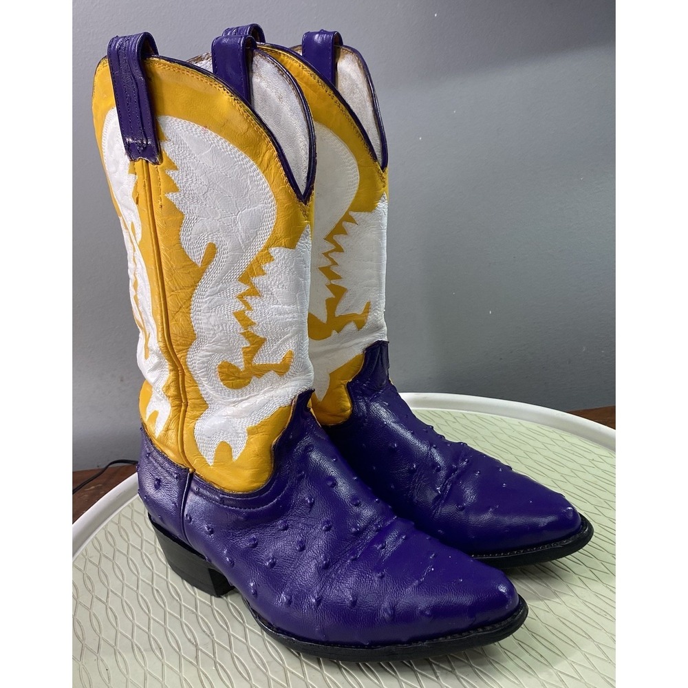 Rebelde Women's Leather Painted Cowboy Boots Minnesota Vikings Purple/Yellow 7.5